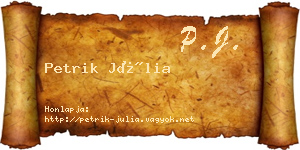 Petrik Júlia névjegykártya